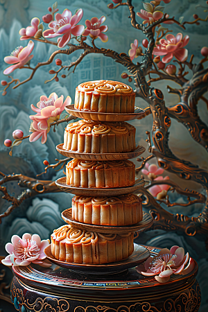 中秋月饼莲蓉月饼习俗摄影图