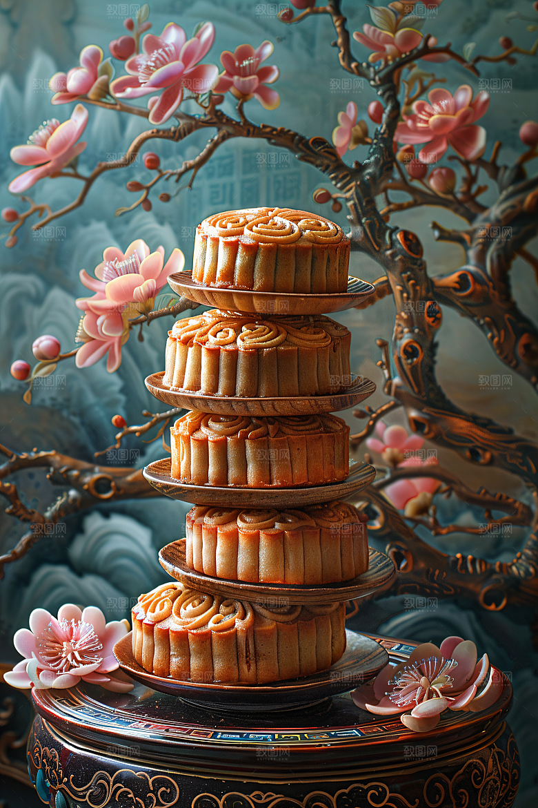 中秋月饼莲蓉月饼习俗摄影图