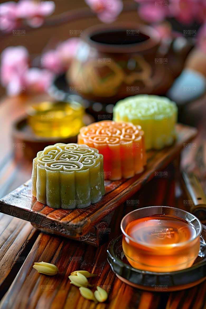 中秋月饼糕点文化摄影图