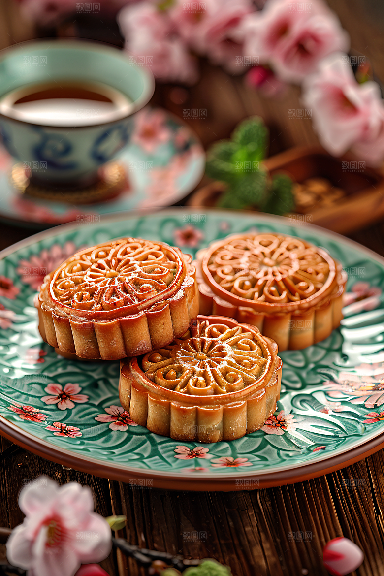中秋月饼糕点美味摄影图