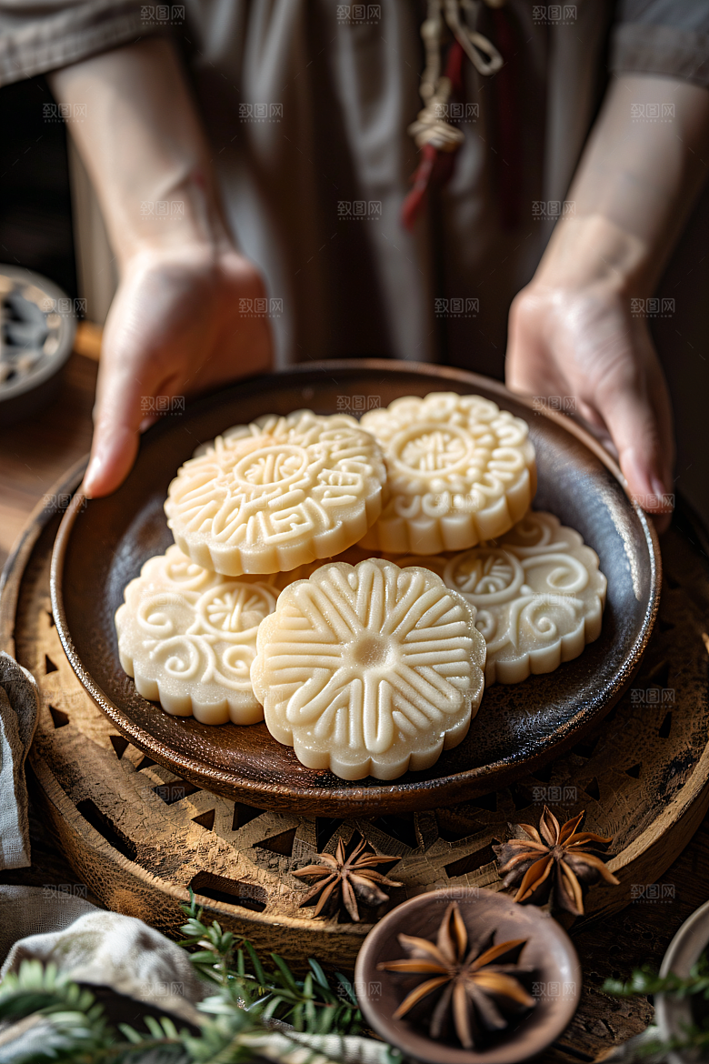 中秋月饼甜点传统节日摄影图