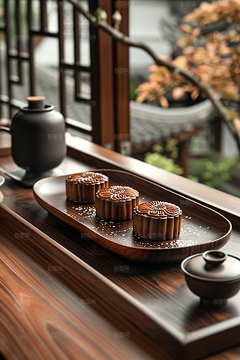 中秋月饼甜点文化摄影图