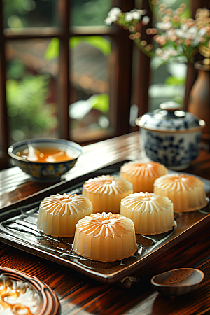 中秋月饼习俗传统美食摄影图