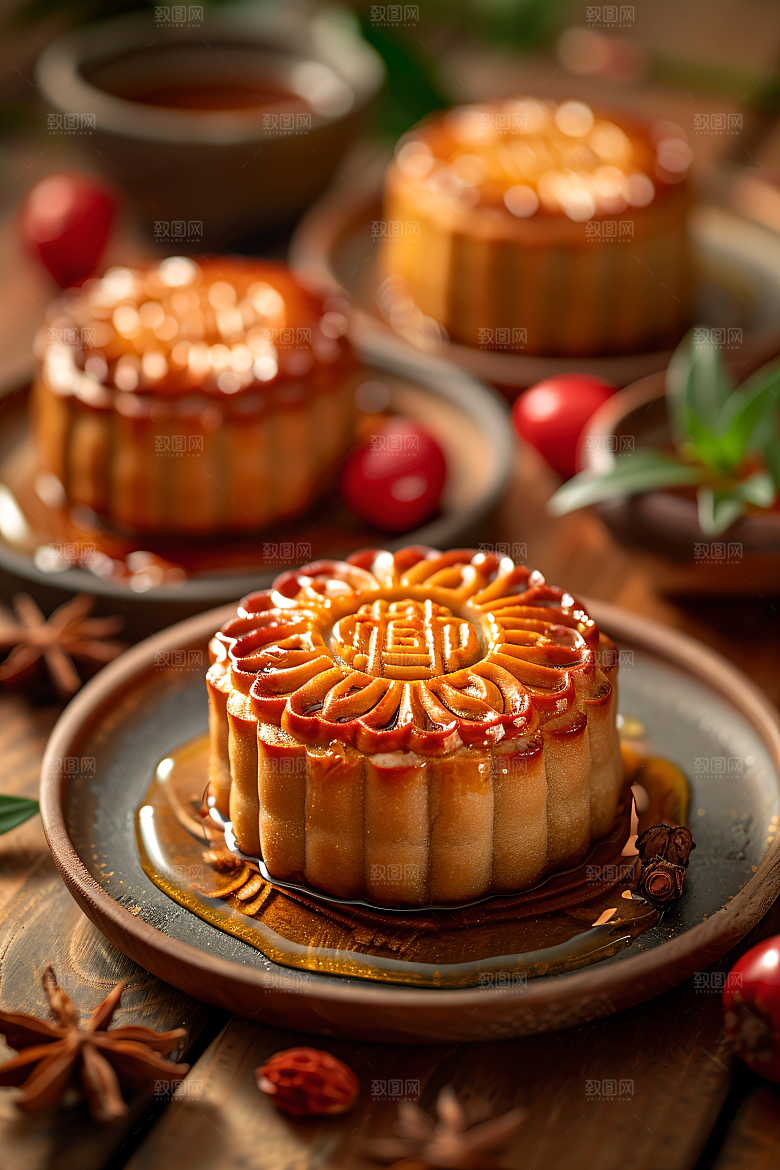 中秋月饼传统美食高清摄影图