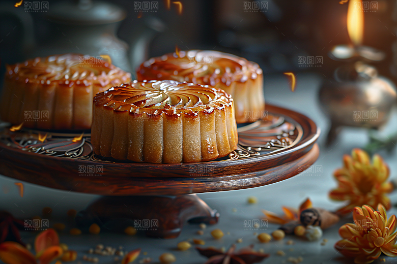 中秋月饼美味高清摄影图