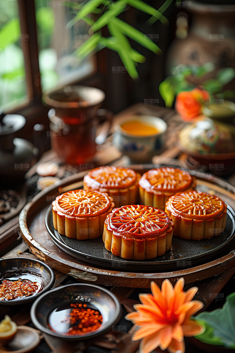 中秋月饼广式月饼美食摄影图