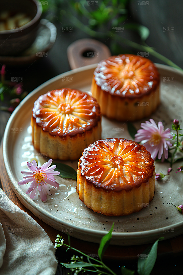 中秋月饼中秋节传统节日摄影图