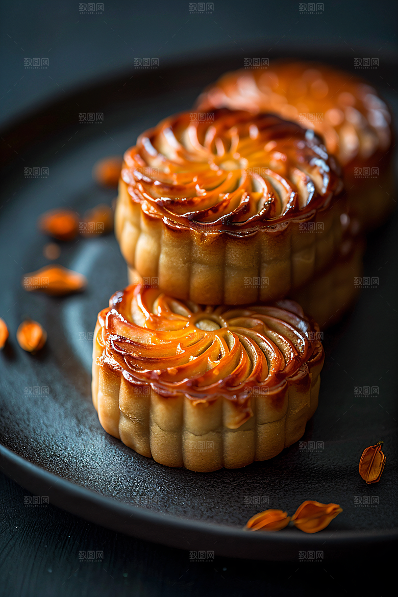 中秋月饼莲蓉月饼甜点摄影图