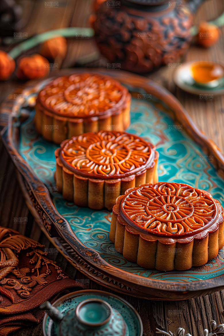 中秋月饼广式月饼美味摄影图