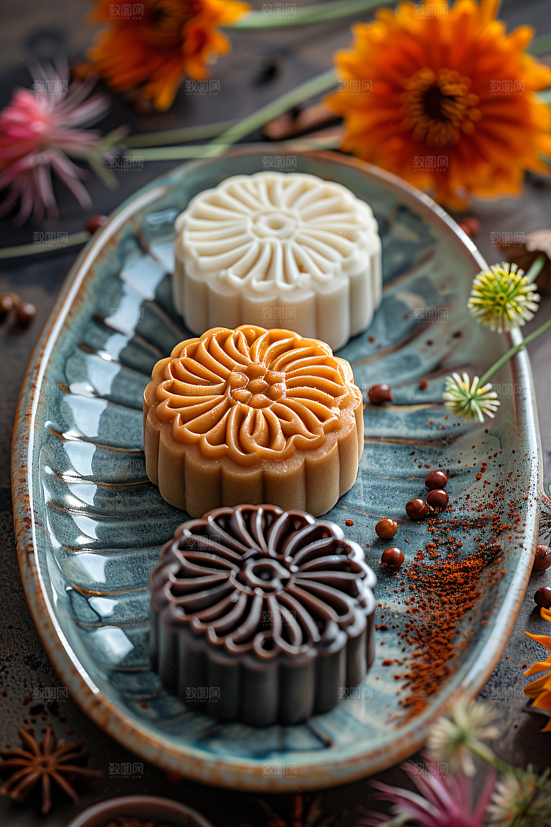 中秋月饼莲蓉月饼美味摄影图
