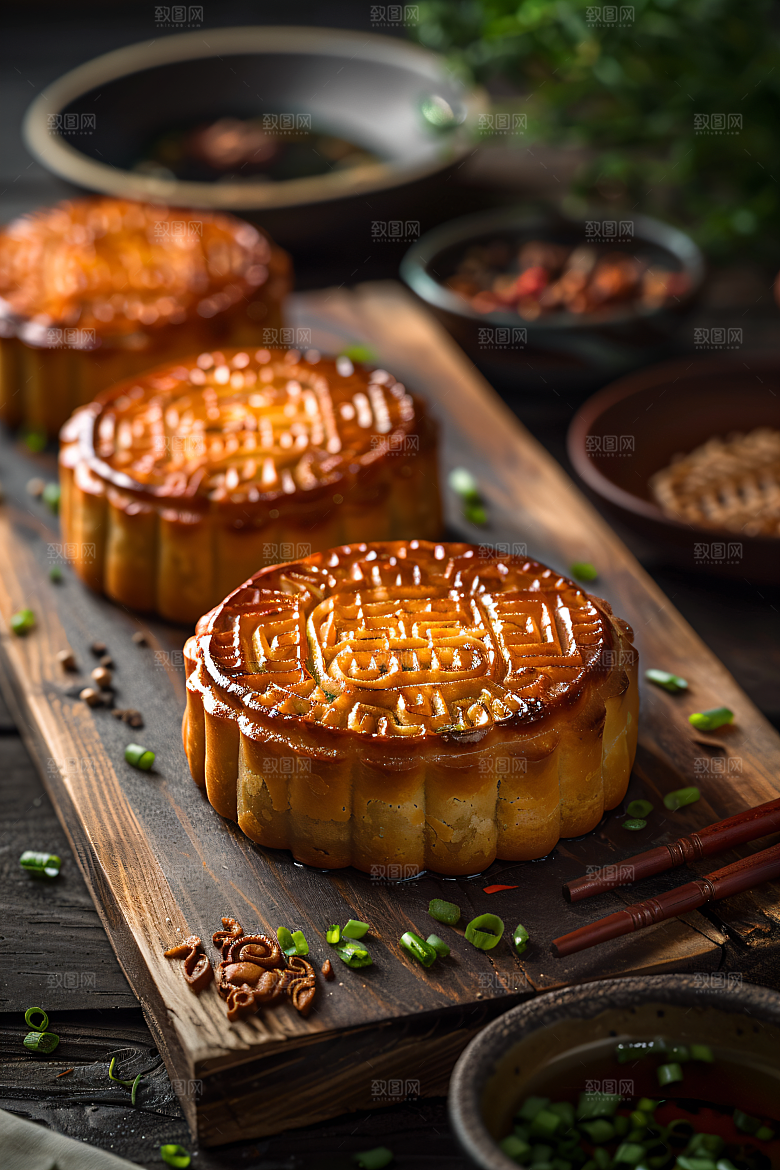 中秋月饼美味美食摄影图