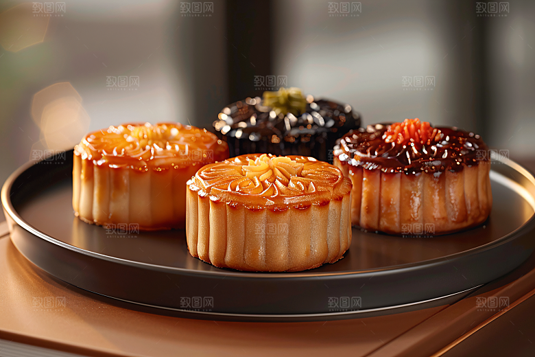 中秋月饼广式月饼习俗摄影图