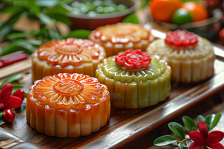 中秋月饼糕点习俗摄影图