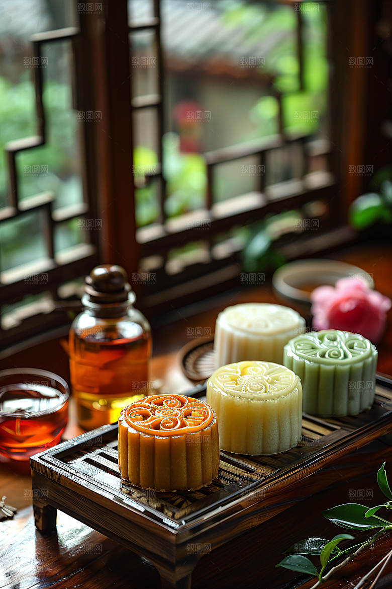 中秋月饼糕点甜点摄影图