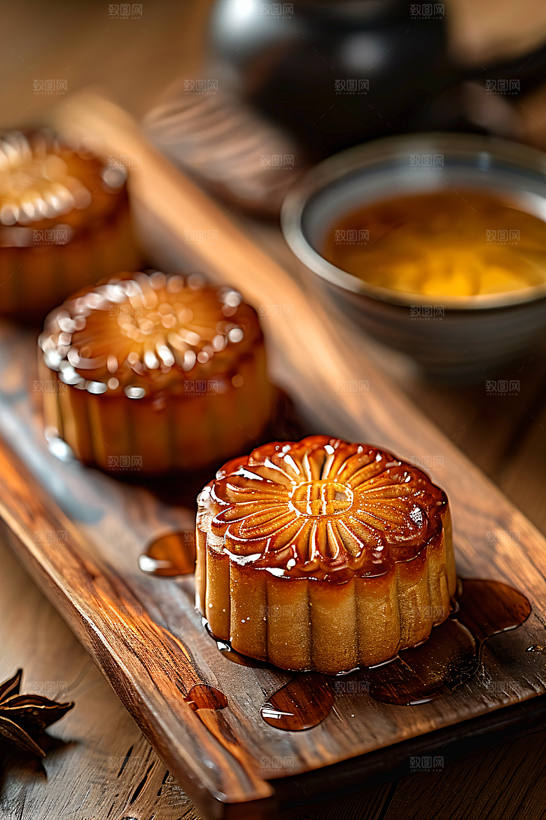 中秋月饼传统美食美味摄影图