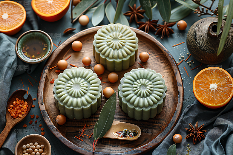 中秋月饼高清广式月饼摄影图