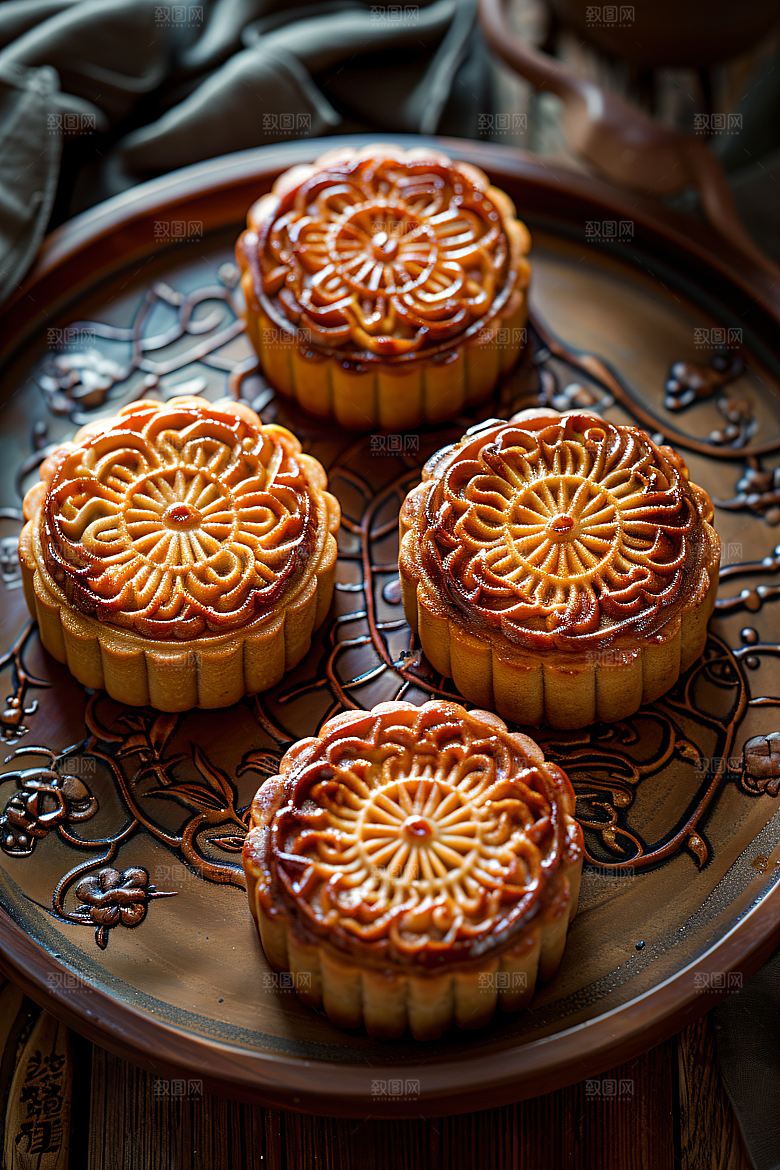 中秋月饼高清传统美食摄影图