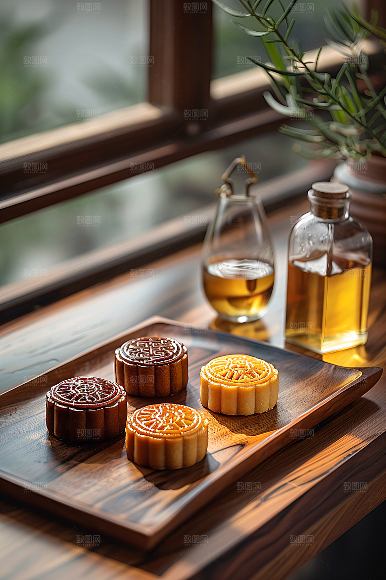 中秋月饼中秋节传统节日摄影图