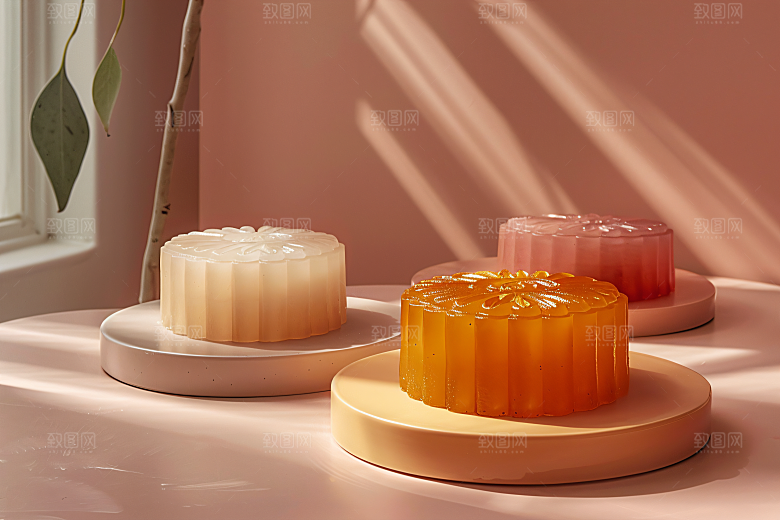 中秋月饼甜点高清摄影图
