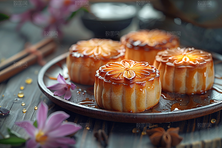 中秋月饼传统节日高清摄影图