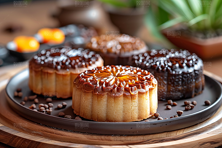 中秋月饼美味广式月饼摄影图