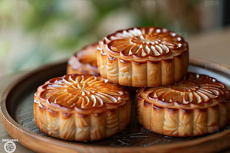 中秋月饼美味习俗摄影图