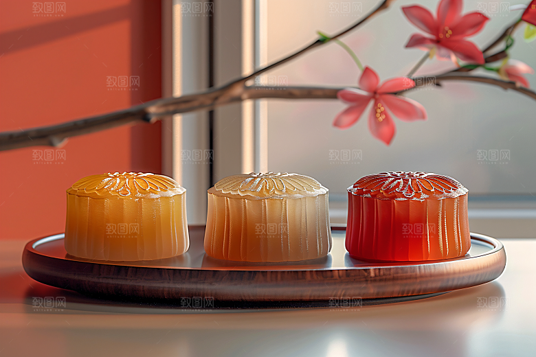 中秋月饼传统节日甜点摄影图