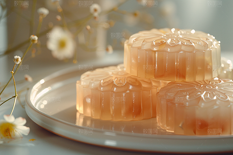 中秋月饼美味美食摄影图