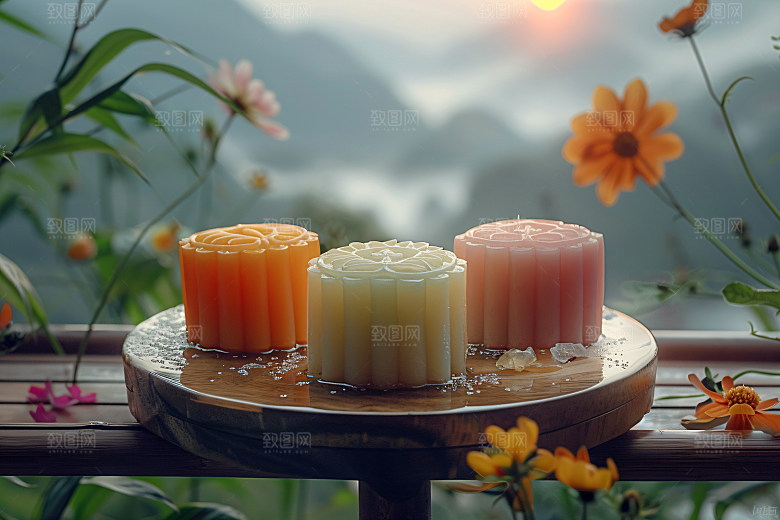 中秋月饼美食莲蓉月饼摄影图