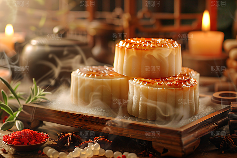 中秋月饼美食中秋节摄影图