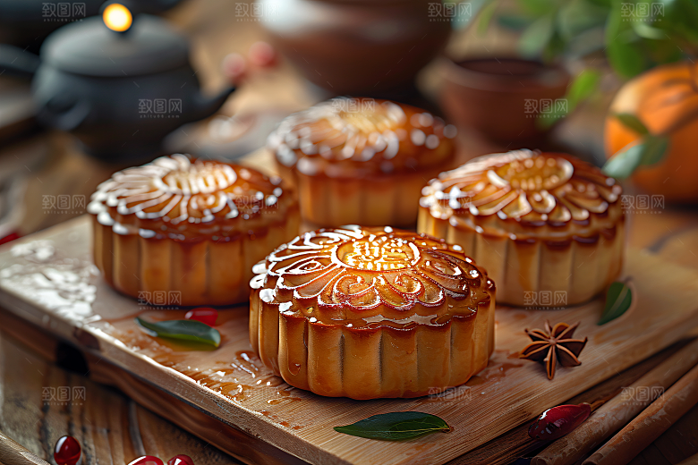 中秋月饼高清中秋节摄影图
