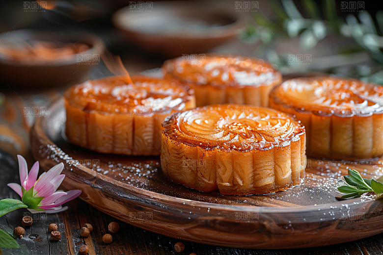 中秋月饼糕点美食摄影图