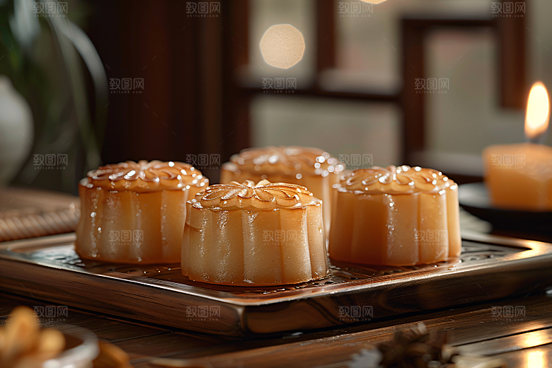 中秋月饼美食糕点摄影图