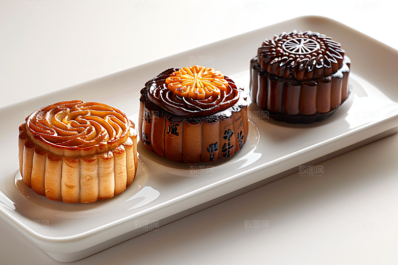 中秋月饼莲蓉月饼甜点摄影图