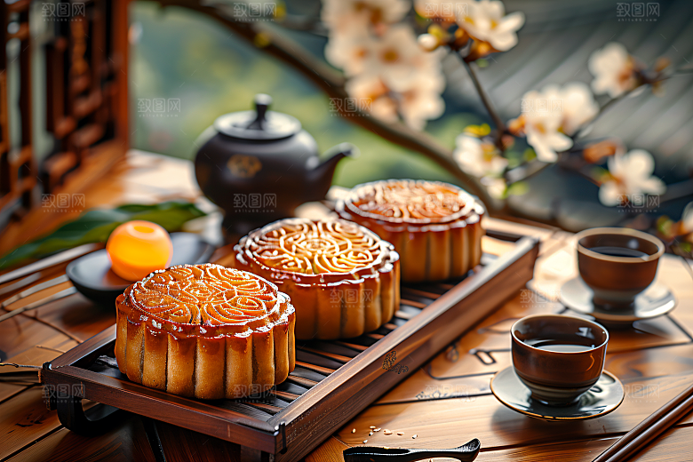 中秋月饼美味文化摄影图