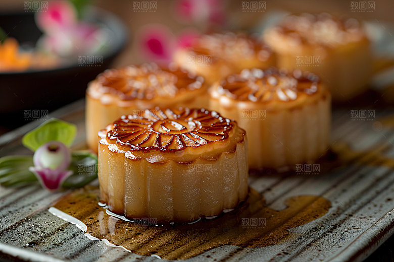 中秋月饼传统节日美味摄影图