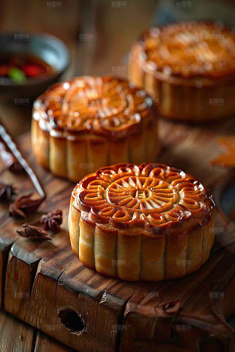中秋月饼美食中秋节摄影图