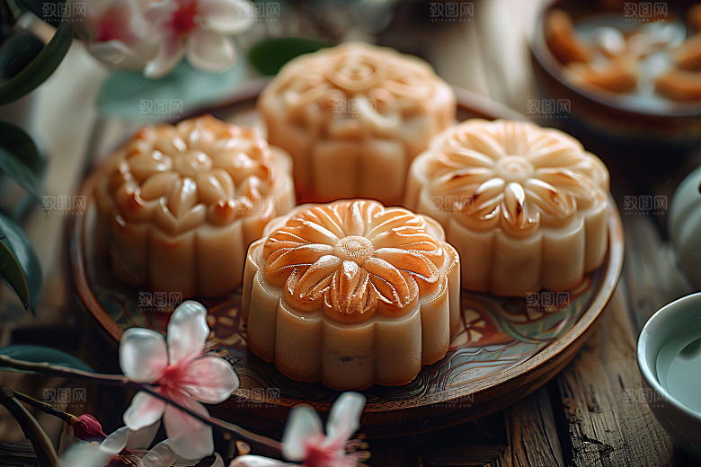 中秋月饼习俗高清摄影图