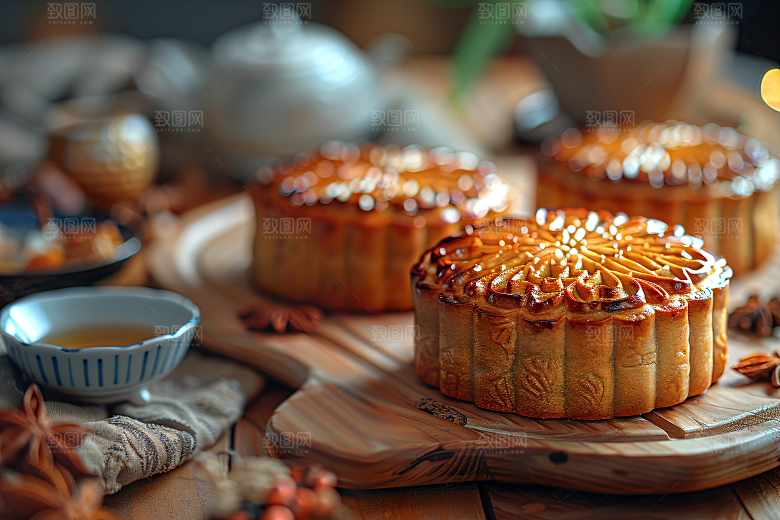 中秋月饼文化美食摄影图