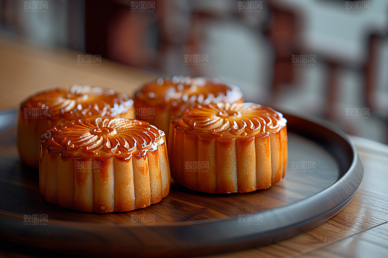 中秋月饼莲蓉月饼美味摄影图