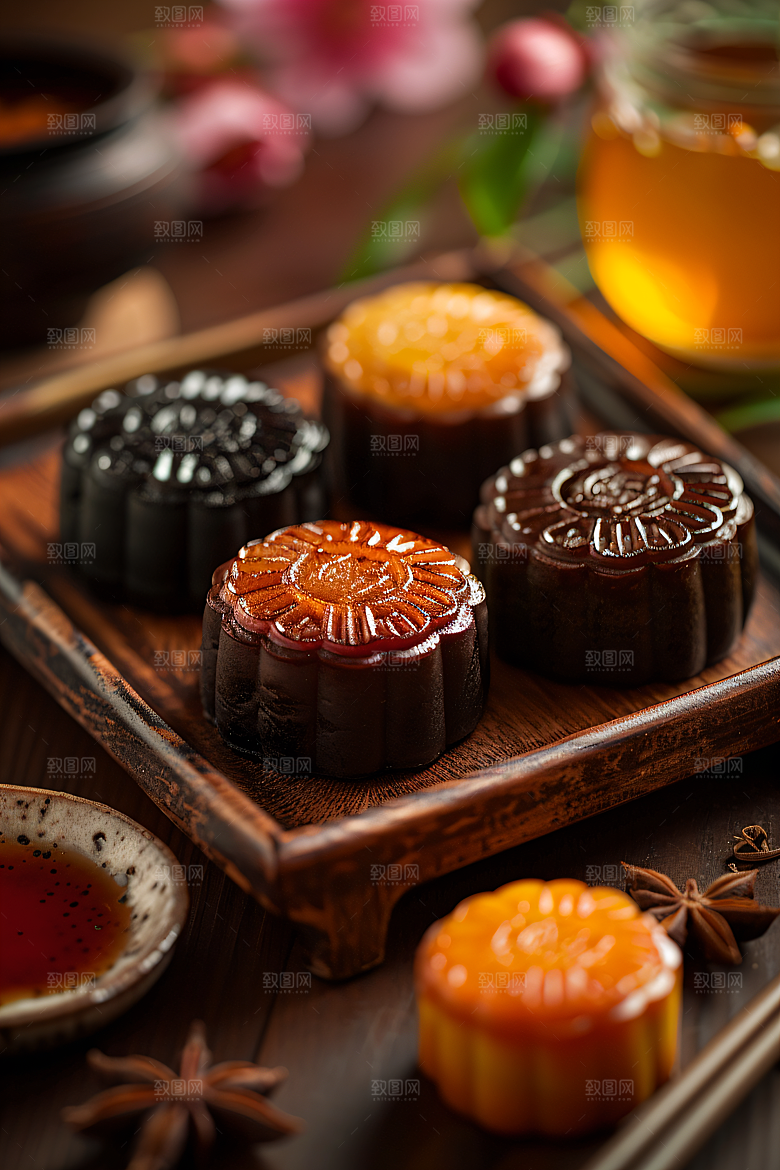 中秋月饼中秋节文化摄影图