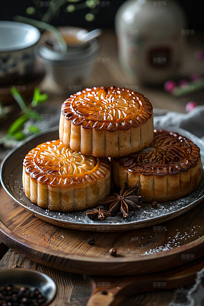 中秋月饼糕点传统节日摄影图