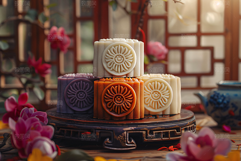中秋月饼文化传统节日摄影图