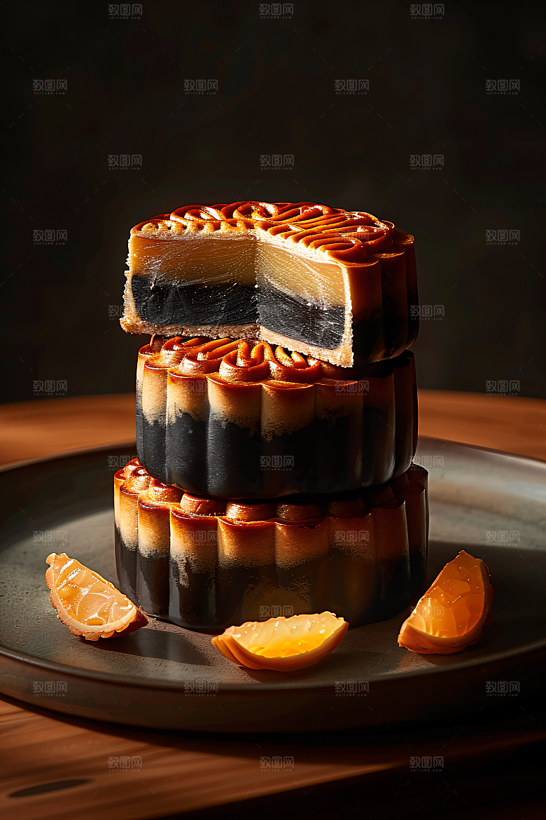 中秋月饼糕点文化摄影图