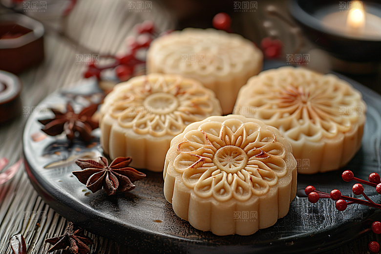 中秋月饼传统美食广式月饼摄影图