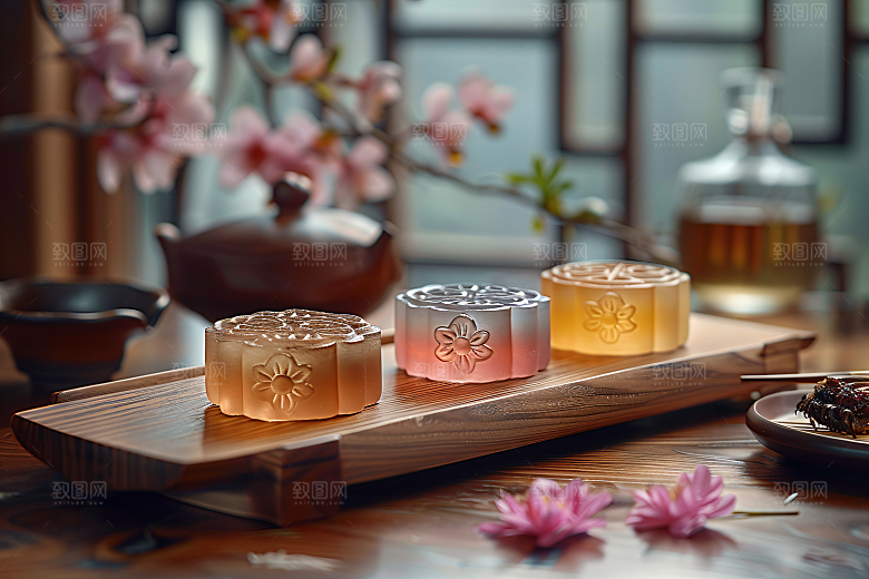 中秋月饼传统美食传统节日摄影图