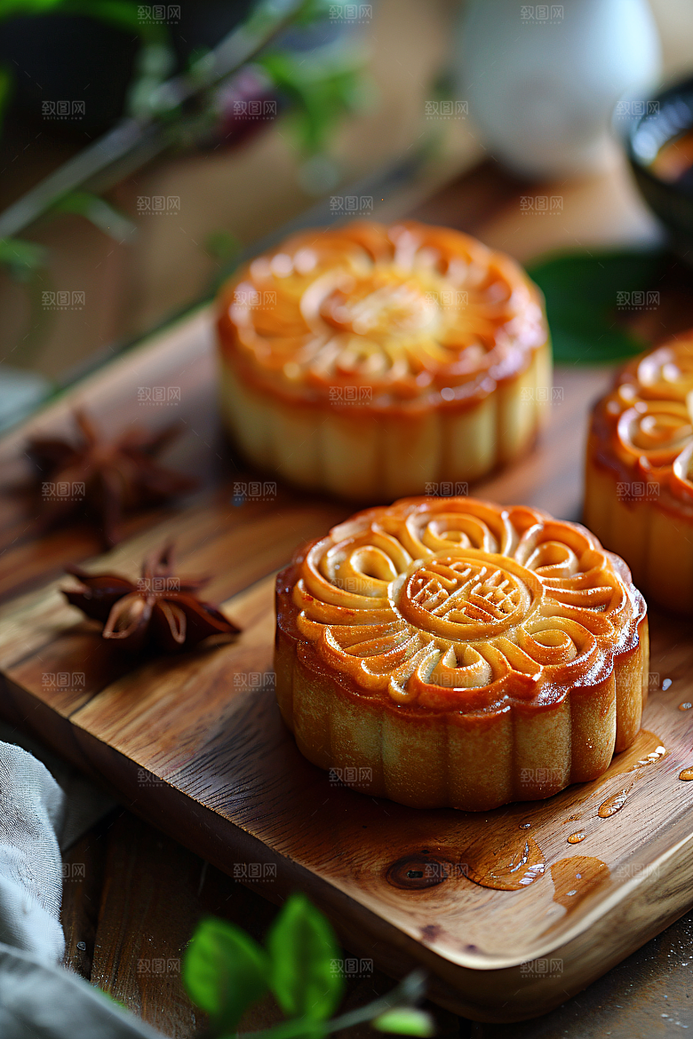 中秋月饼甜点文化摄影图