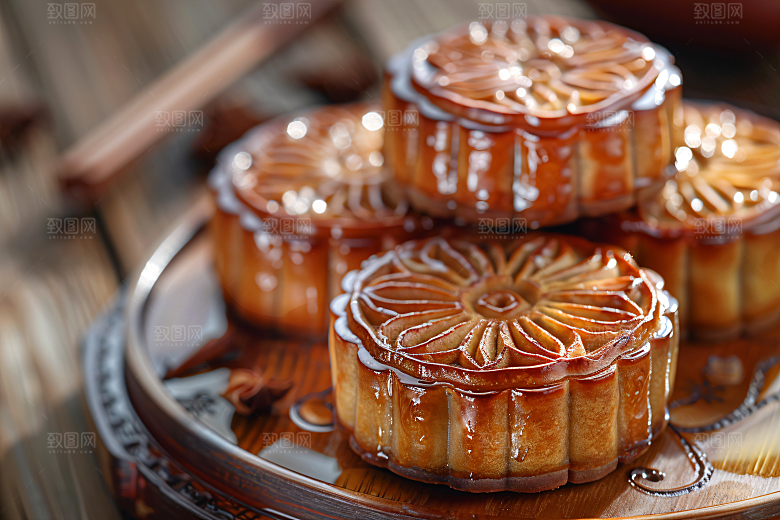 中秋月饼习俗莲蓉月饼摄影图