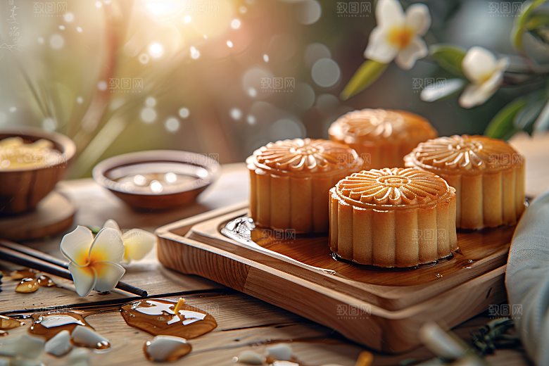 中秋月饼广式月饼传统节日摄影图