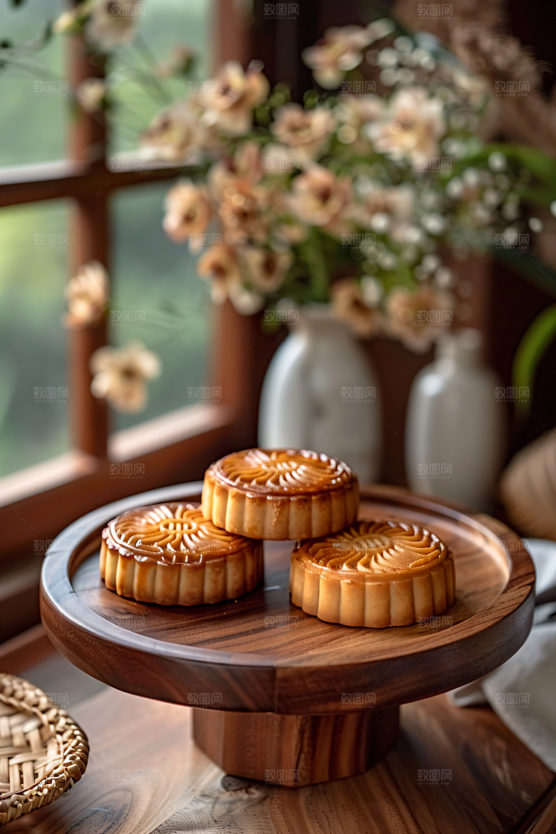 中秋月饼中秋节莲蓉月饼摄影图
